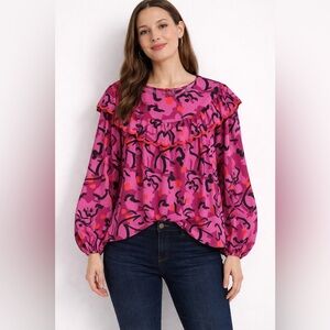 CROSBY by Mollie Burch Expressive Floral Blouse